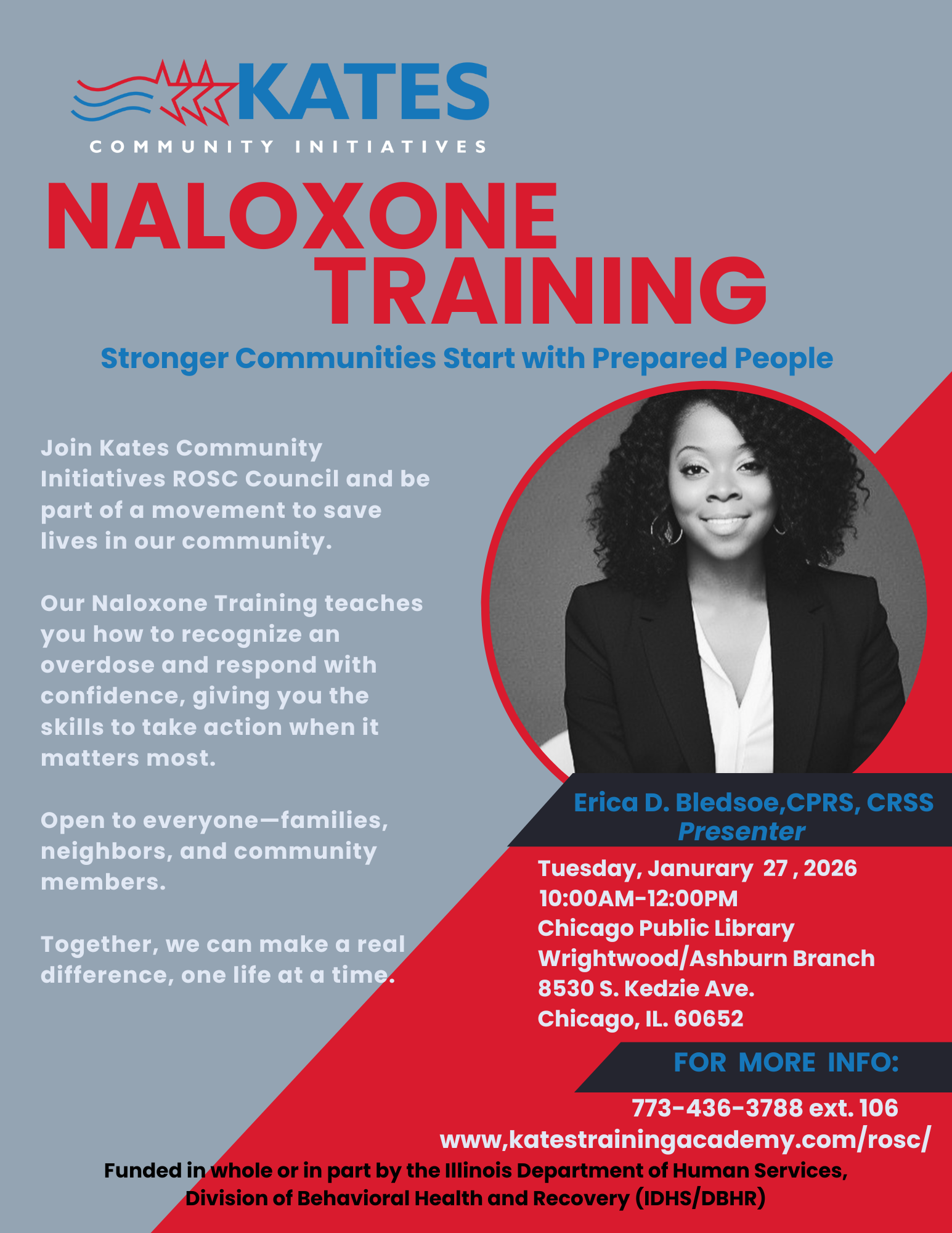 Naloxone Training January 27, 2026 at Chicago Public Library Wrightwood/Ashburn Branch
